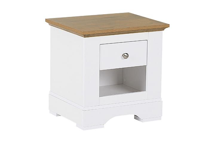 Yöpöytä Aviana 48 cm Säilytyksellä Laatikko+Hylly - Valkoinen/Ruskea - Yöpöytä