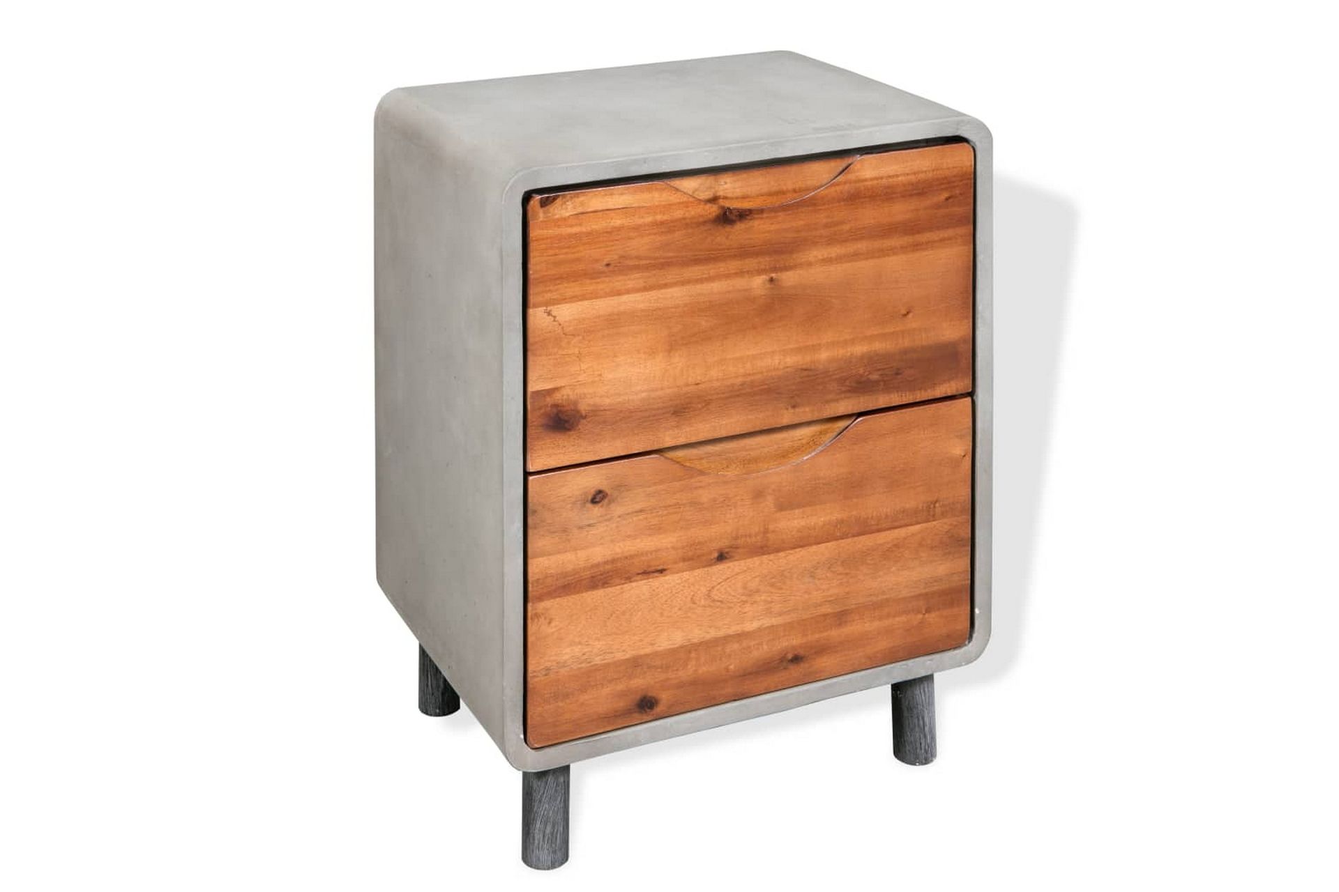Yöpöytä Betoni Täysi akaasiapuu 40x30x50 cm - Harmaa - Huonekalut - Pöytä & ruokailuryhmä - Apupöytä & sivupöytä - Yöpöytä