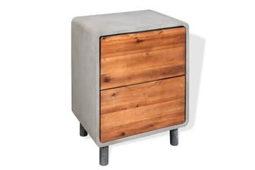 Yöpöytä Betoni Täysi akaasiapuu 40x30x50 cm - Harmaa - Huonekalut - Pöytä & ruokailuryhmä - Apupöytä & sivupöytä - Yöpöytä