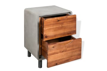 Yöpöytä Betoni Täysi akaasiapuu 40x30x50 cm - Harmaa - Huonekalut - Pöytä & ruokailuryhmä - Apupöytä & sivupöytä - Yöpöytä