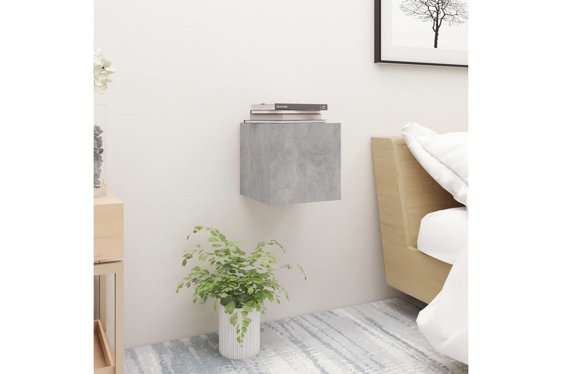 Yöpöytä betoninharmaa 30,5x30x30 cm lastulevy - Harmaa - Huonekalut - Pöytä & ruokailuryhmä - Apupöytä & sivupöytä - Yöpöytä