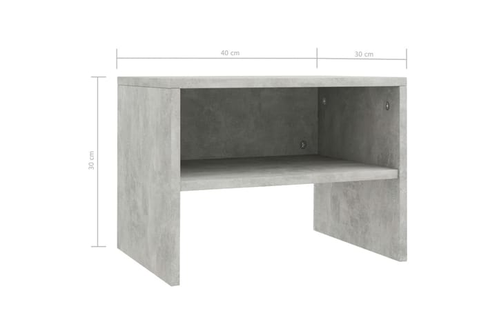 Yöpöytä betoninharmaa 40x30x30 cm lastulevy - Harmaa - Yöpöytä