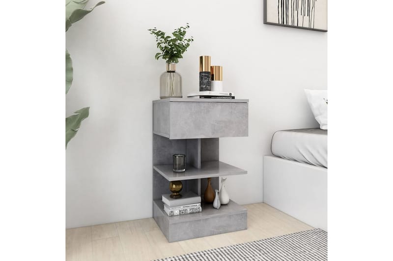 Yöpöytä betoninharmaa 40x35x65 cm lastulevy - Harmaa - Huonekalut - Pöytä & ruokailuryhmä - Apupöytä & sivupöytä - Yöpöytä