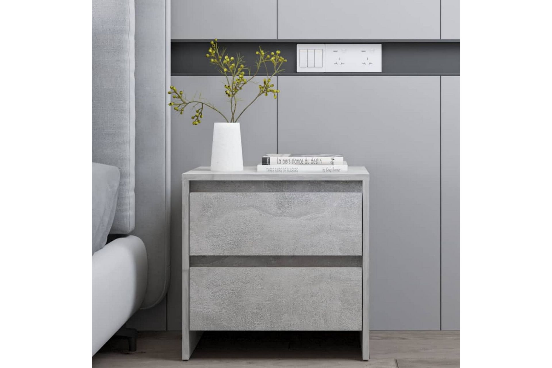 Yöpöytä betoninharmaa 45x34,5x44,5 cm lastulevy - Harmaa - Huonekalut - Pöytä & ruokailuryhmä - Apupöytä & sivupöytä - Yöpöytä