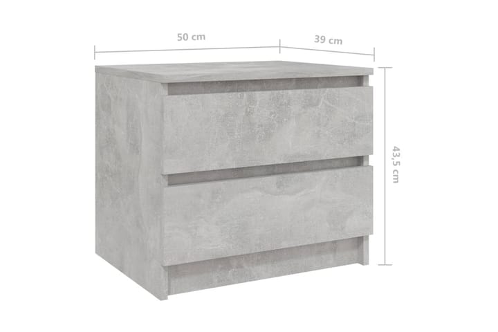 Yöpöytä betoninharmaa 50x39x43,5 cm lastulevy - Yöpöytä