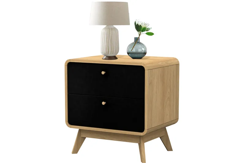 Yöpöytä Caitlyn 51 cm, Luonnonväri/Musta