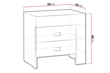 Yöpöytä Cezac 50 cm Vasen Säilytyksellä 2 laatikkoa - Beige/Harmaa - Huonekalut - Pöytä & ruokailuryhmä - Apupöytä & sivupöytä - Yöpöytä