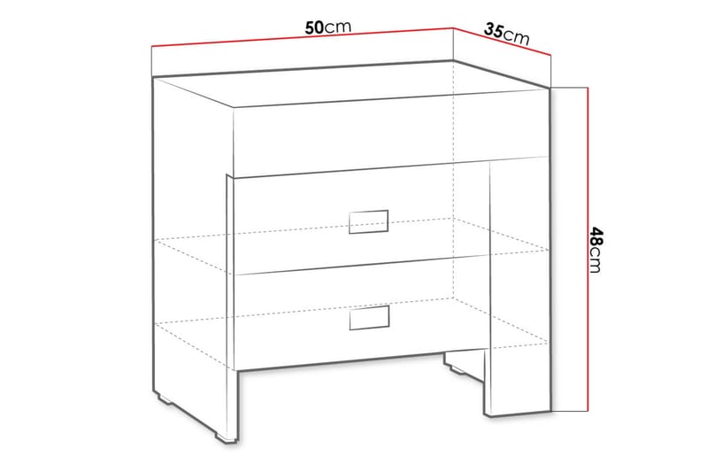 Yöpöytä Cezac 50 cm Vasen Säilytyksellä 2 laatikkoa - Beige/Harmaa - Huonekalut - Pöytä & ruokailuryhmä - Apupöytä & sivupöytä - Yöpöytä