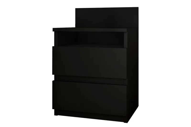 Yöpöytä Charlise 40 cm Säilytyksellä 2 laatikkoa+Hylly, Musta