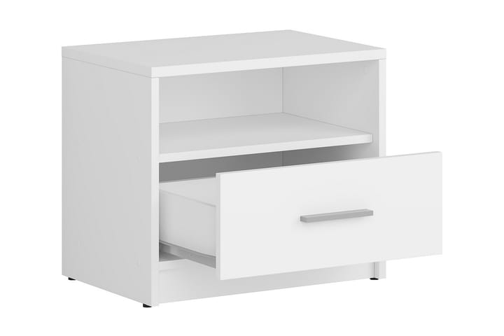 Yöpöytä Chiotto Plus 50 cm Säilytyksellä Laatikko+Hylly - Valkoinen - Yöpöytä