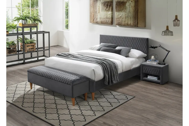 Yöpöytä Comana 50 cm - Sametti/Harmaa - Huonekalut - Pöytä & ruokailuryhmä - Apupöytä & sivupöytä - Yöpöytä