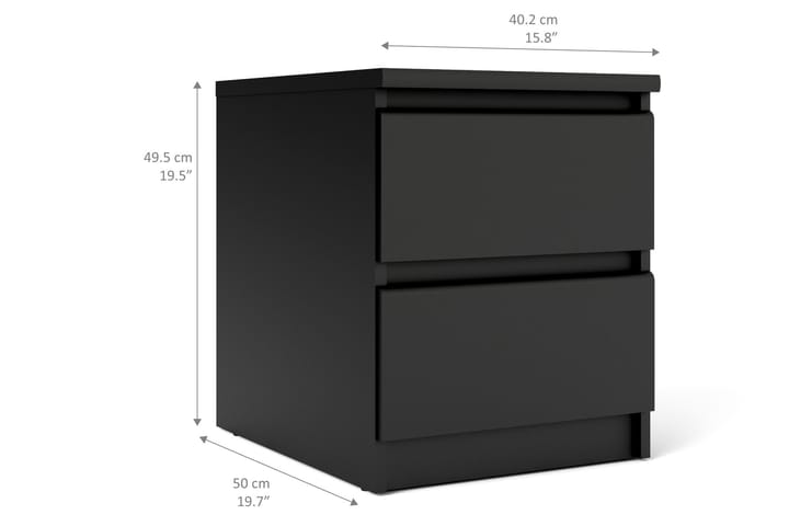 Yöpöytä Delish 2 laatikolla - Musta matta - Yöpöytä