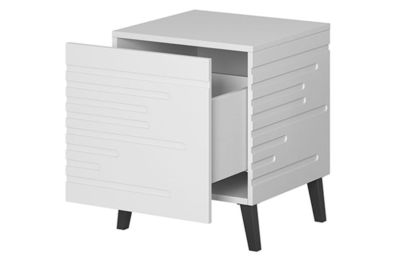 Yöpöytä Demjen 44 cm - Matta Valkoinen/Musta - Huonekalut - Pöytä & ruokailuryhmä - Apupöytä & sivupöytä - Yöpöytä