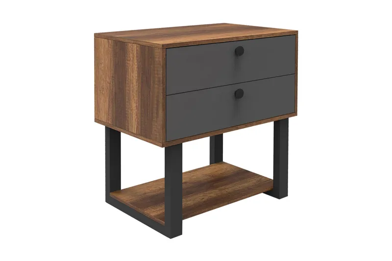 Yöpöytä Dewat 80 cm, Tiikki/Antrasiitti