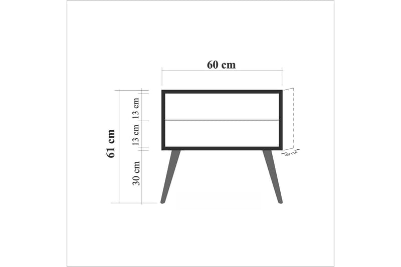 Yöpöytä Dirk 60 cm Säilytyksellä 2 laatikkoa Kehys - Ruskea - Yöpöytä