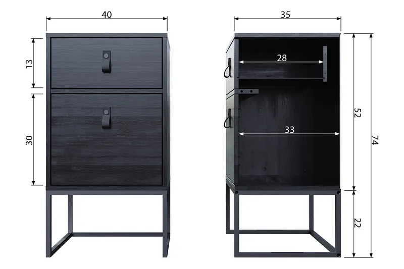 Yöpöytä Doireann 40 cm - Musta - Huonekalut - Pöytä & ruokailuryhmä - Apupöytä & sivupöytä - Yöpöytä