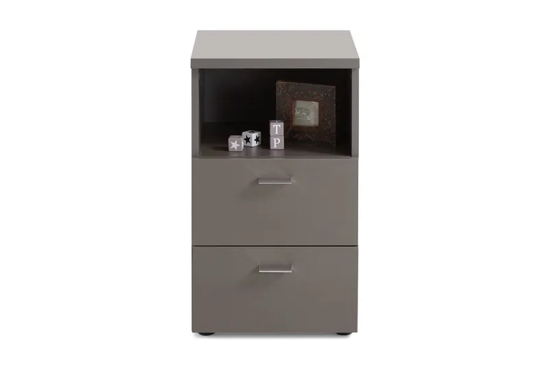 Yöpöytä Dulcinia 35 cm Säilytyksellä 2 laatikkoa+Hylly, Harmaa