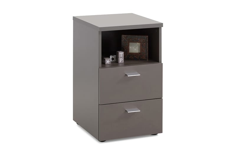 Yöpöytä Dulcinia 35 cm Säilytyksellä 2 laatikkoa+Hylly - Harmaa - Huonekalut - Pöytä & ruokailuryhmä - Apupöytä & sivupöytä - Yöpöytä