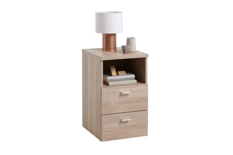 Yöpöytä Dulcinia 35 cm Säilytyksellä 2 laatikkoa+Hylly - Harmaa/Beige - Huonekalut - Pöytä & ruokailuryhmä - Apupöytä & sivupöytä - Yöpöytä