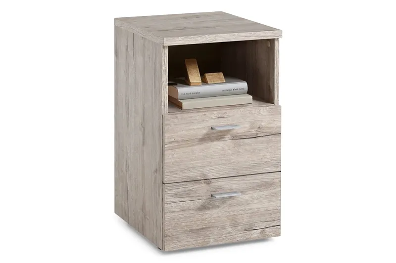 Yöpöytä Dulcinia 35 cm Säilytyksellä 2 laatikkoa+Hylly - Harmaa/Luonnonväri - Huonekalut - Pöytä & ruokailuryhmä - Apupöytä & sivupöytä - Yöpöytä