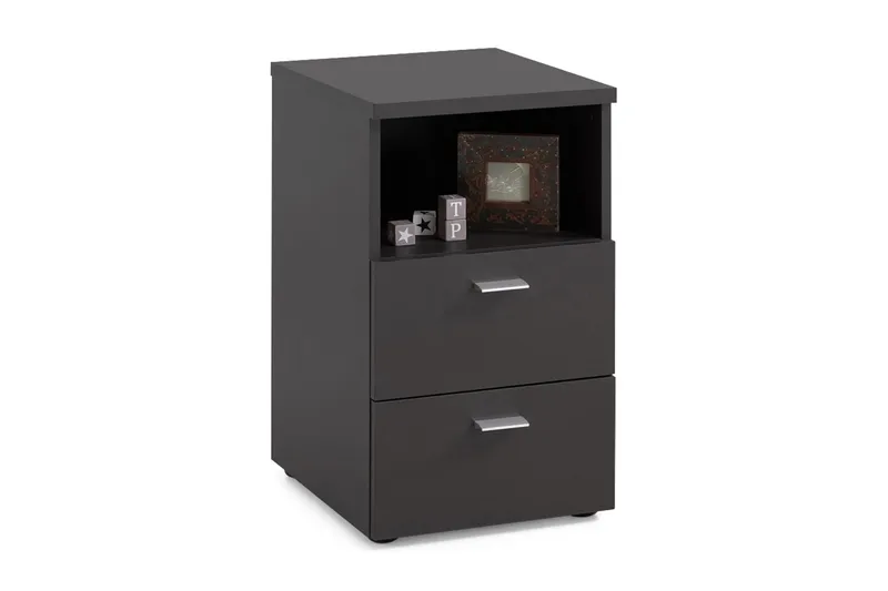 Yöpöytä Dulcinia 35 cm Säilytyksellä 2 laatikkoa+Hylly - Musta - Huonekalut - Pöytä & ruokailuryhmä - Apupöytä & sivupöytä - Yöpöytä