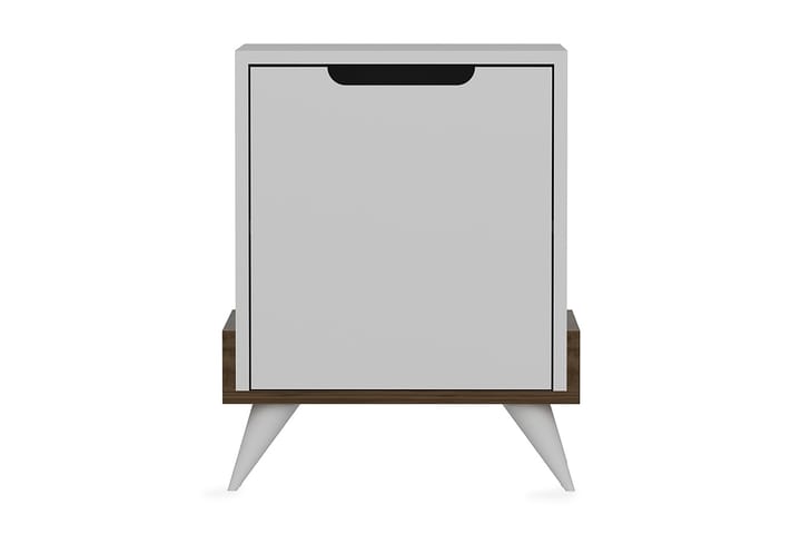 Yöpöytä Dumö 35 cm Säilytyksellä kaappi - Valkoinen/Ruskea - Yöpöytä