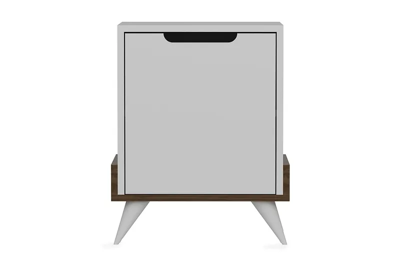 Yöpöytä Dumö 35 cm Säilytyksellä kaappi, Valkoinen/Ruskea