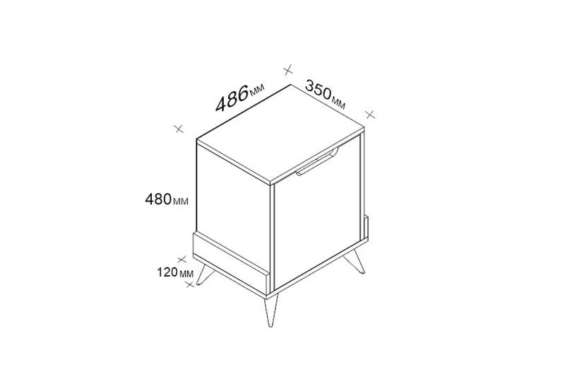 Yöpöytä Dumö 35 cm Säilytyksellä kaappi - Valkoinen/Ruskea - Huonekalut - Pöytä & ruokailuryhmä - Apupöytä & sivupöytä - Yöpöytä