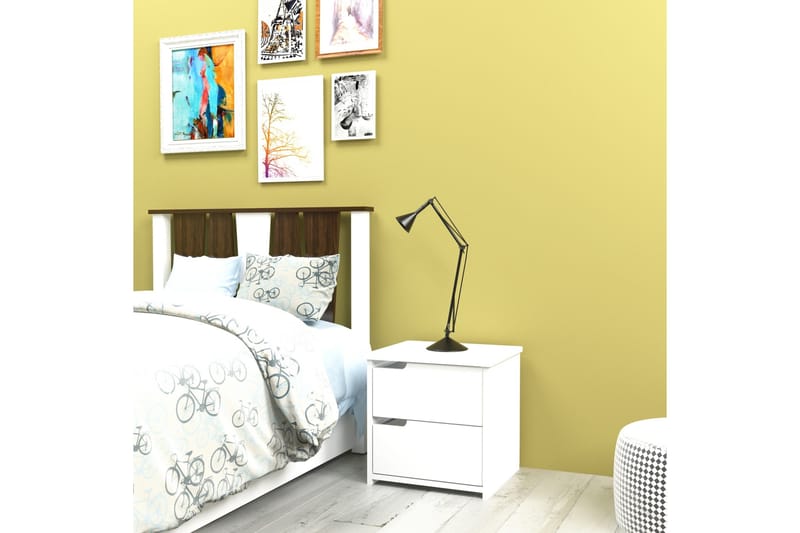 Yöpöytä Dumö 40 cm Säilytyksellä 2 laatikkoa - Valkoinen - Huonekalut - Pöytä & ruokailuryhmä - Apupöytä & sivupöytä - Yöpöytä