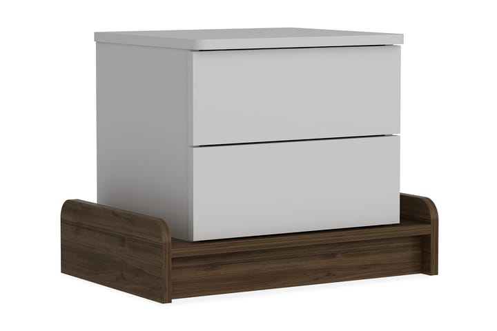 Yöpöytä Dumö 60 cm Säilytyksellä 2 laatikkoa - Valkoinen/Ruskea - Yöpöytä