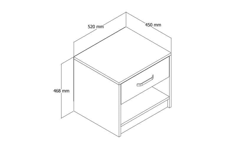 Yöpöytä Etersheim 52 cm - Luonnonväri - Yöpöytä