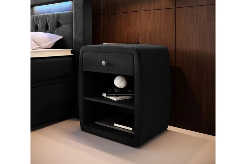 Yöpöytä Evander 48 cm säilytyksellä Laatikko, Musta