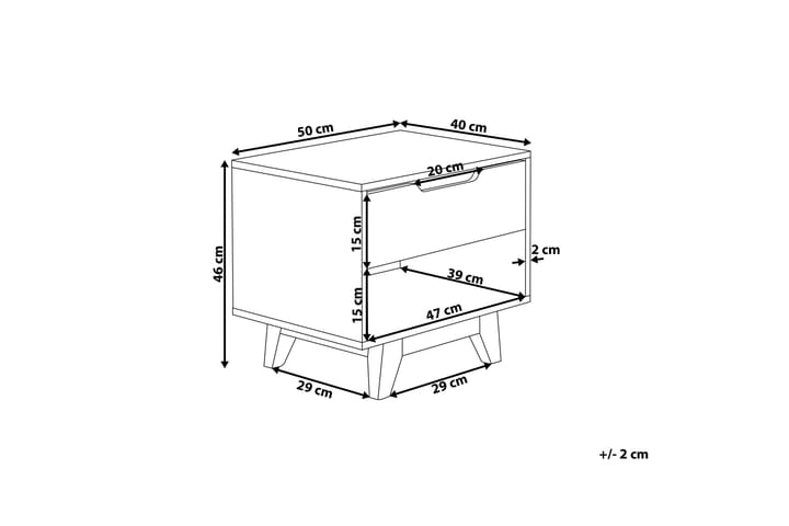 Yöpöytä Gerilyn 50 cm Säilytyksellä Laatikko+Hylly - Valkoinen - Yöpöytä