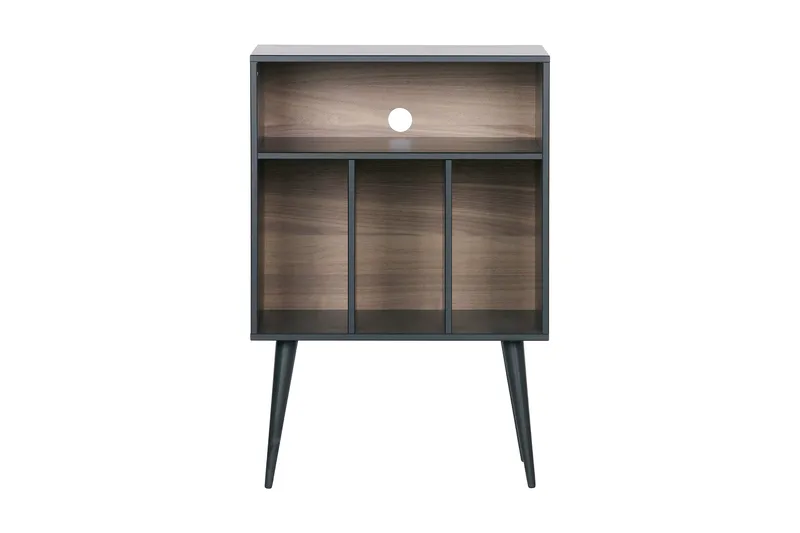 Yöpöytä Giacoma 60 cm Säilytyksellä Hyllyt, Pähkinä/Musta