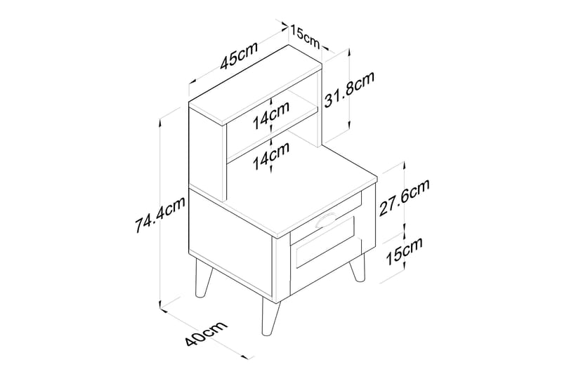 Yöpöytä Glanhon 45 cm - Valkoinen - Yöpöytä