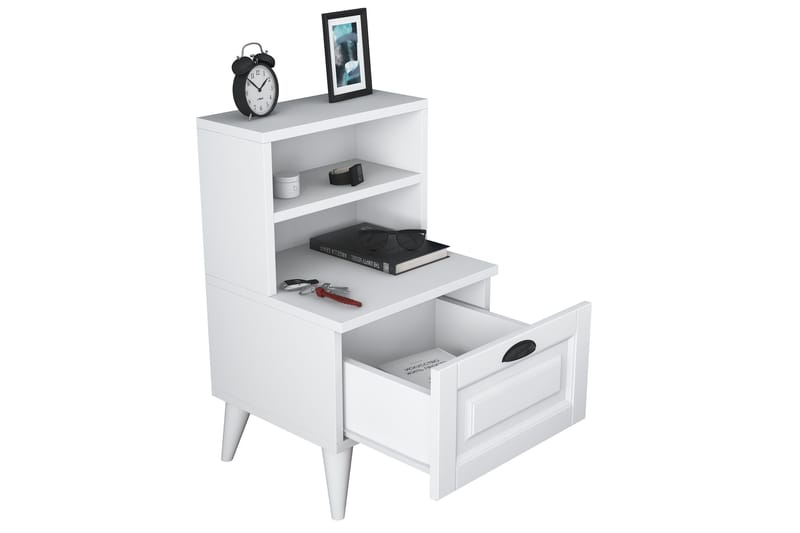 Yöpöytä Glanhon 45 cm - Valkoinen - Huonekalut - Pöytä & ruokailuryhmä - Apupöytä & sivupöytä - Yöpöytä