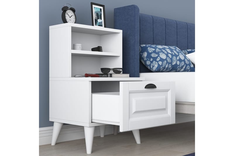 Yöpöytä Glanhon 45 cm - Valkoinen - Huonekalut - Pöytä & ruokailuryhmä - Apupöytä & sivupöytä - Yöpöytä