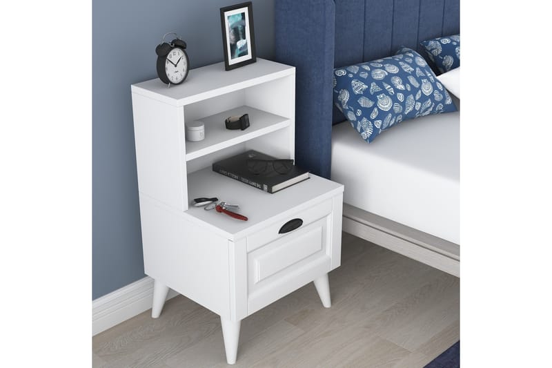 Yöpöytä Glanhon 45 cm - Valkoinen - Huonekalut - Pöytä & ruokailuryhmä - Apupöytä & sivupöytä - Yöpöytä