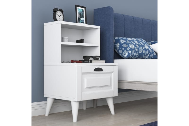 Yöpöytä Glanhon 45 cm - Valkoinen - Huonekalut - Pöytä & ruokailuryhmä - Apupöytä & sivupöytä - Yöpöytä