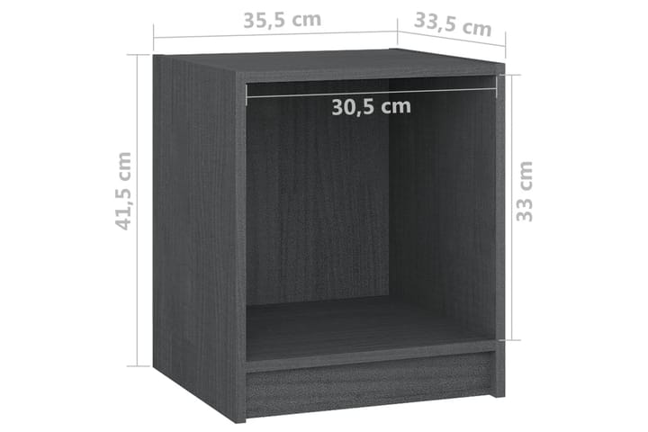 Yöpöytä harmaa 35,5x33,5x41,5 cm täysi mänty - Harmaa - Yöpöytä