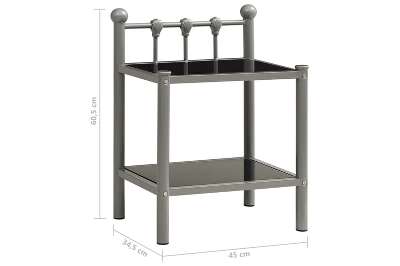 Yöpöytä harmaa ja musta 45x34,5x60,5 cm metalli ja lasi - Huonekalut - Pöytä & ruokailuryhmä - Apupöytä & sivupöytä - Yöpöytä