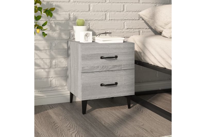 Yöpöytä harmaa Sonoma 40x35x47,5 cm - Harmaa - Huonekalut - Pöytä & ruokailuryhmä - Apupöytä & sivupöytä - Yöpöytä