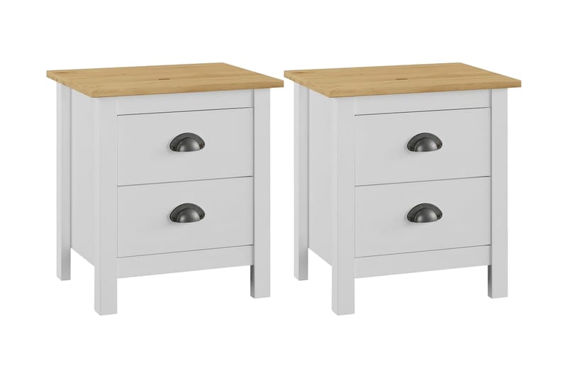 Yöpöytä Hill Range 2 kpl valkoinen 46x35x49,5 cm täysi mänty - Valkoinen - Huonekalut - Pöytä & ruokailuryhmä - Apupöytä & sivupöytä - Yöpöytä