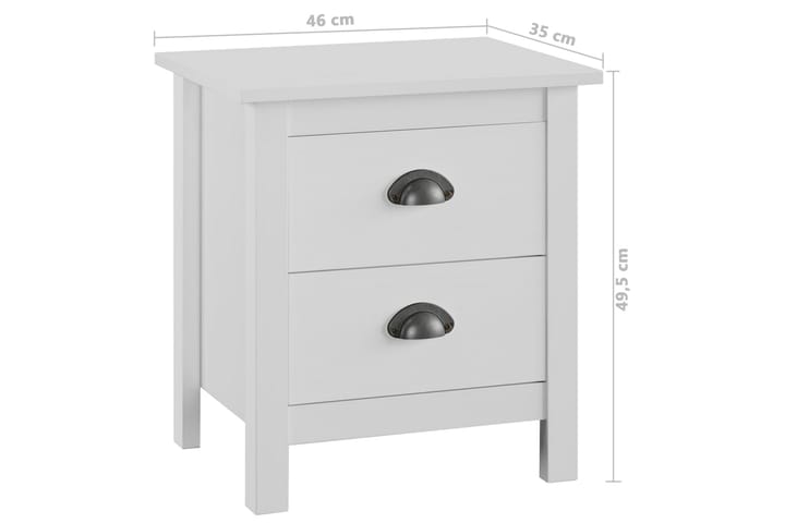 Yöpöytä Hill Range valkoinen 46x35x49,5 cm täysi mänty - Valkoinen - Yöpöytä