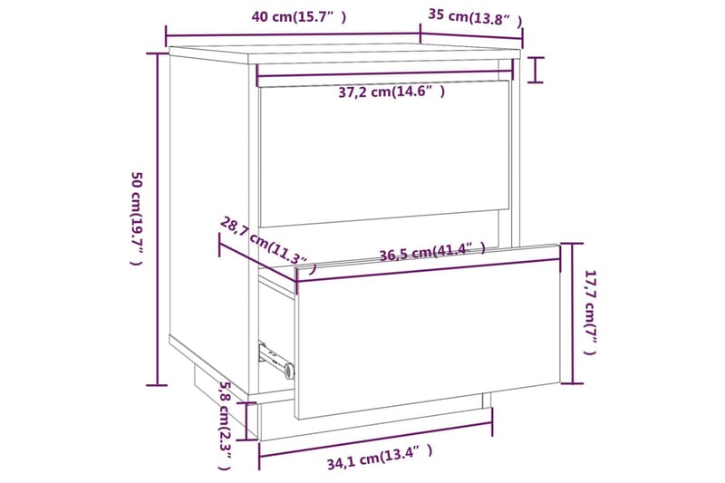 Yöpöytä hunajanruskea 40x35x50 cm täysi mänty - Ruskea - Huonekalut - Pöytä & ruokailuryhmä - Apupöytä & sivupöytä - Yöpöytä