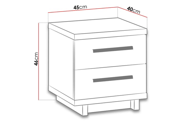 Yöpöytä Idelle 40 cm Säilytyksellä 2 laatikkoa - Tammenväri/Musta - Yöpöytä