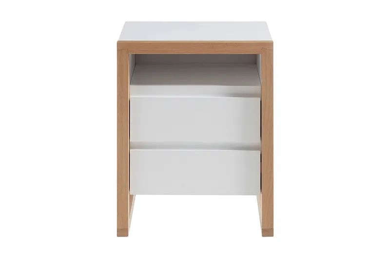 Yöpöytä Jimica 48 cm, Valkoinen/Tammi