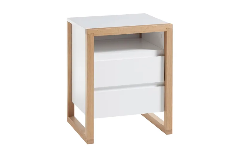 Yöpöytä Jimica 48 cm - Valkoinen/Tammi - Huonekalut - Pöytä & ruokailuryhmä - Apupöytä & sivupöytä - Yöpöytä