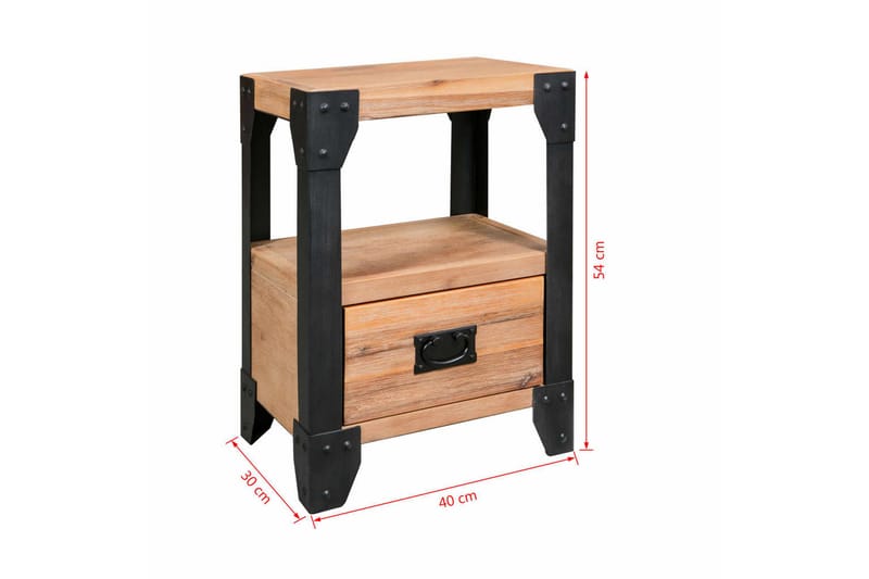 Yöpöytä Kiinteä akaasiapuu teräs 40x30x54 cm - Ruskea - Huonekalut - Pöytä & ruokailuryhmä - Apupöytä & sivupöytä - Yöpöytä