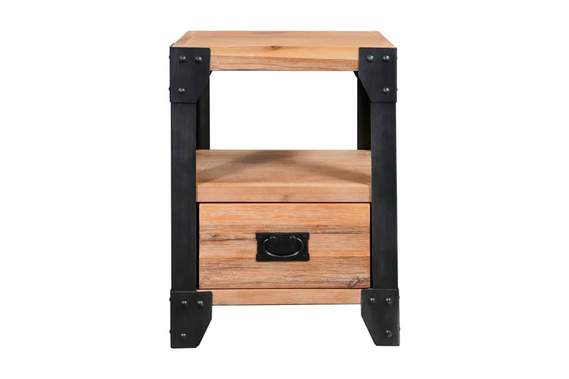 Yöpöytä Kiinteä akaasiapuu teräs 40x30x54 cm - Ruskea - Huonekalut - Pöytä & ruokailuryhmä - Apupöytä & sivupöytä - Yöpöytä